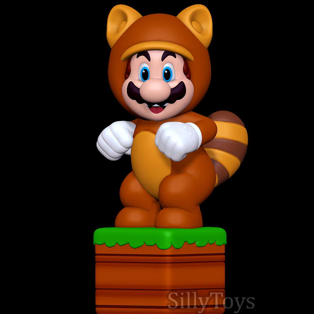 Tanooki Mario 3D print model - Mario with Tanooki  outfit - Los mejores archivos para impresión 3D del mundo. Modelos Stl divididos en partes para facilitar la impresión 3D. Todo tipo de personajes, decoración, cosplay, prótesis, piezas. Calidad en impresión 3D. Modelos 3D asequibles. Bajo costo. Compras colectivas de archivos 3D.