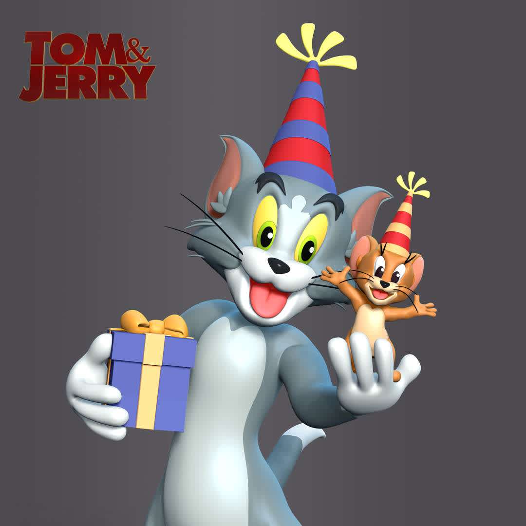 Tom And Jerry - This model has a height of 15 cm.

When you purchase this model, you will own:

- STL, OBJ file with 03 separated files (with key to connect together) is ready for 3D printing.

- Zbrush original files (ZTL) for you to customize as you like.

This is version 1.0 of this model.

Hope you like them. Thanks for viewing! - The best files for 3D printing in the world. Stl models divided into parts to facilitate 3D printing. All kinds of characters, decoration, cosplay, prosthetics, pieces. Quality in 3D printing. Affordable 3D models. Low cost. Collective purchases of 3D files.