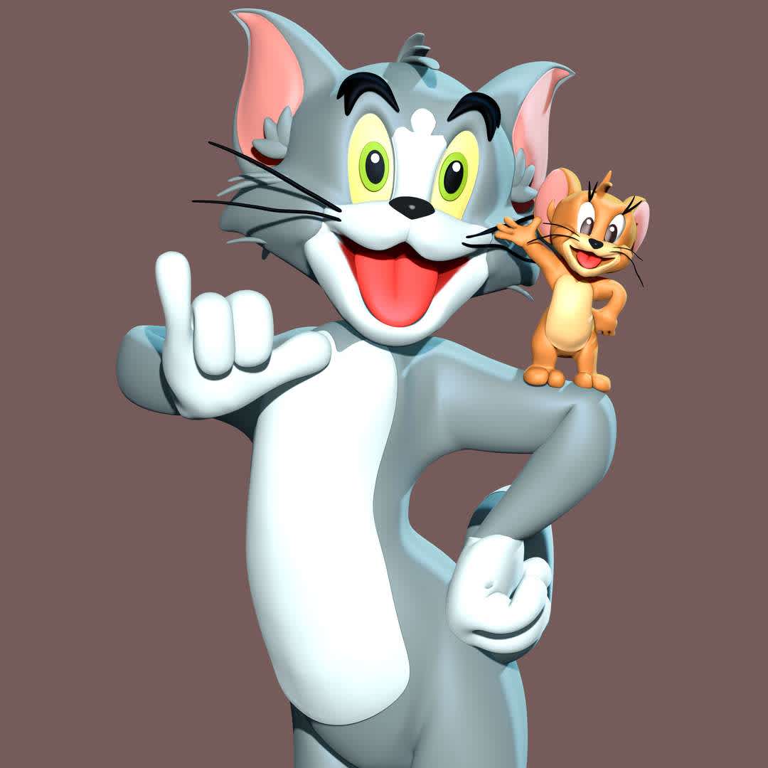 Tom - Jerry Fan Art - **The model ready for 3D printing.**

These informations of model:

**- The height of current model is 20 cm and you can free to scale it.**

**- Format files: STL, OBJ to supporting 3D printing.**

Please don't hesitate to contact me if you have any issues question. - The best files for 3D printing in the world. Stl models divided into parts to facilitate 3D printing. All kinds of characters, decoration, cosplay, prosthetics, pieces. Quality in 3D printing. Affordable 3D models. Low cost. Collective purchases of 3D files.