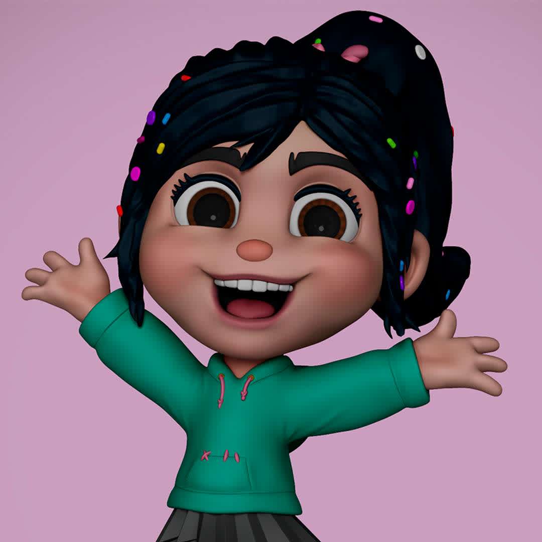 Vanellope von Schweetz - Vanellope character from the movie "Wreck-it Ralph". - The best files for 3D printing in the world. Stl models divided into parts to facilitate 3D printing. All kinds of characters, decoration, cosplay, prosthetics, pieces. Quality in 3D printing. Affordable 3D models. Low cost. Collective purchases of 3D files.