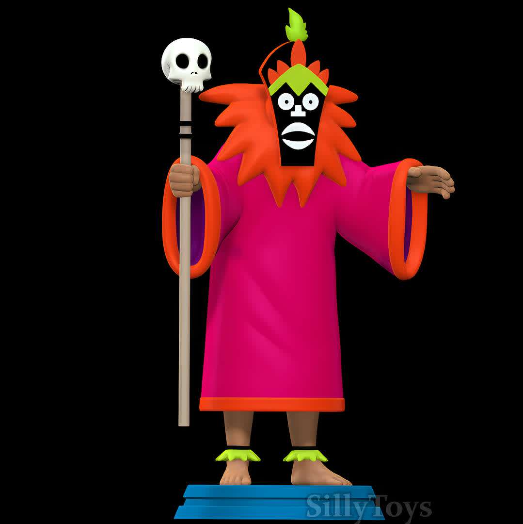 Witch Doctor - Scooby Doo - mysterious character - The best files for 3D printing in the world. Stl models divided into parts to facilitate 3D printing. All kinds of characters, decoration, cosplay, prosthetics, pieces. Quality in 3D printing. Affordable 3D models. Low cost. Collective purchases of 3D files.