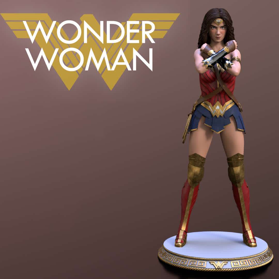 Wonder Woman - 2 format: .STL and .OBJ 7 and 13 piece and model. 4 version. ECO with hole (less material). Free Edit. If you want print the in more parts, i can help you.

Thank you for downloading my Wonder Woman figure. Also please dont forget to rate my work. - The best files for 3D printing in the world. Stl models divided into parts to facilitate 3D printing. All kinds of characters, decoration, cosplay, prosthetics, pieces. Quality in 3D printing. Affordable 3D models. Low cost. Collective purchases of 3D files.