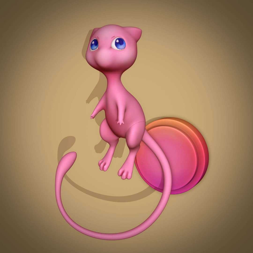 Mew - Pokemon Mew, with the base to be fixed on the wall. - The best files for 3D printing in the world. Stl models divided into parts to facilitate 3D printing. All kinds of characters, decoration, cosplay, prosthetics, pieces. Quality in 3D printing. Affordable 3D models. Low cost. Collective purchases of 3D files.