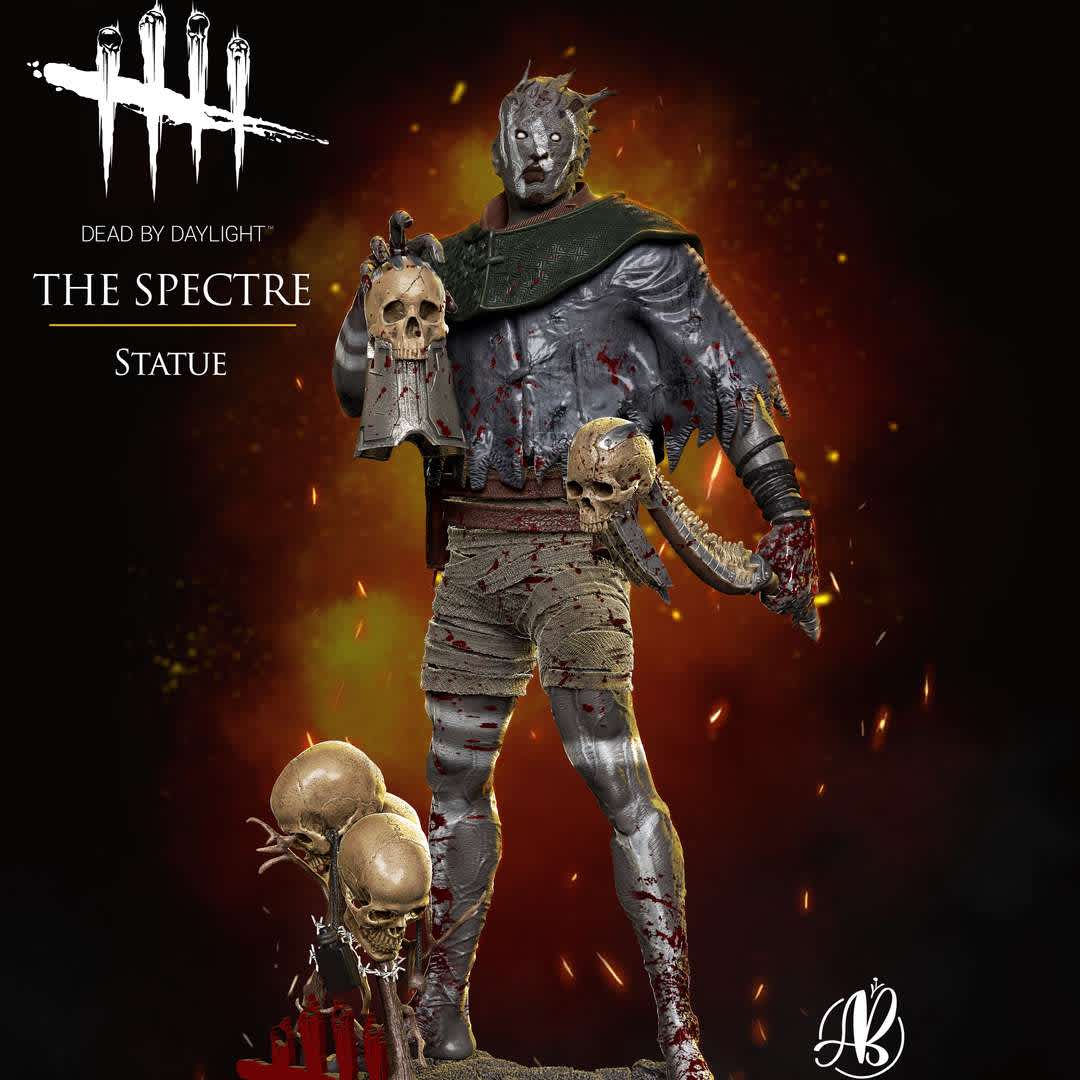 THE SPECTER - DEAD BY DAYLIGHT, Using the Wailing Bell to turn invisible, the Specter tracks its prey and attacks with little fanfare. Upon hearing the Bell's fateful ring, Survivors must think quickly or suffer the consequences. An expert at attacking and disappearing, the Specter is an expert at keeping everyone injured.
Model for 3D printing, measuring 30 centimeters and cut into several parts for better printing.