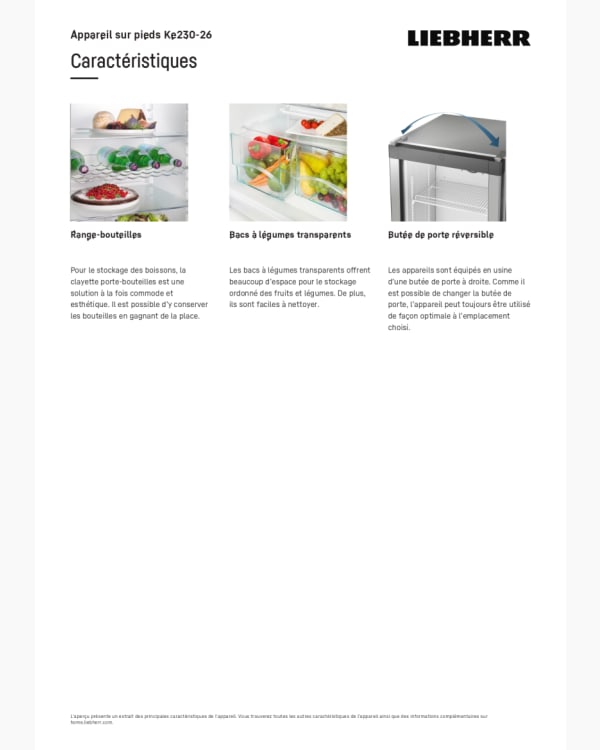 Réfrigérateur Petit réfrigérateur Liebherr KE230-26 8