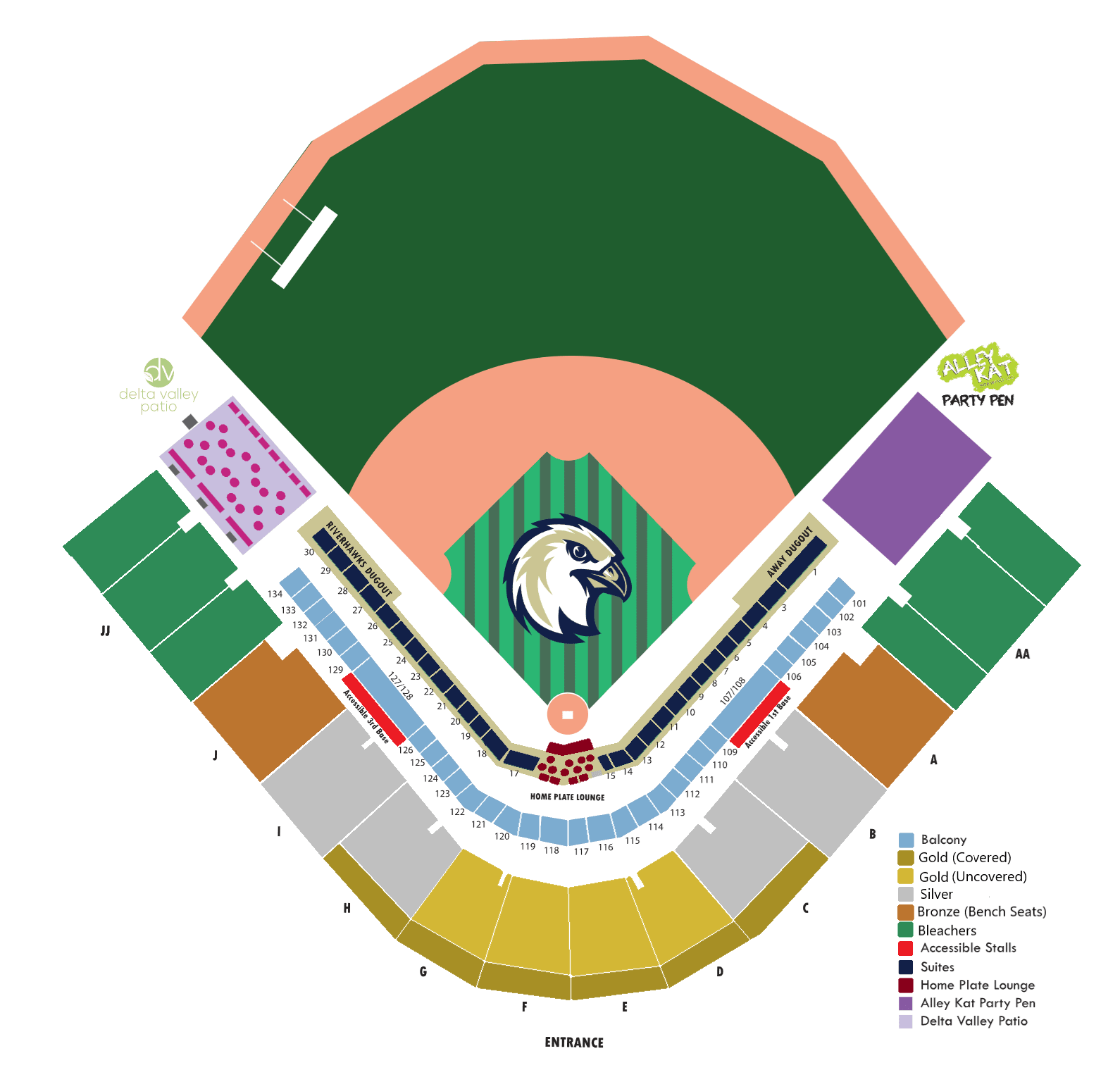 Riverhawks 2025 seat map layout