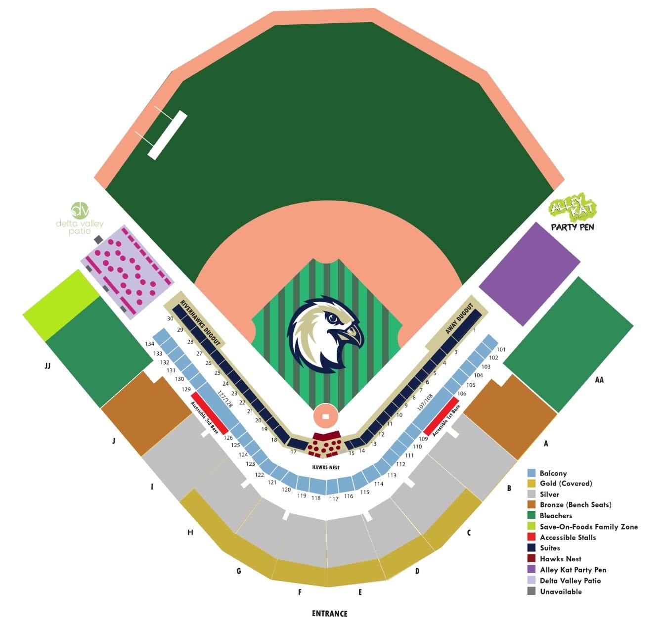 Riverhawks 2026 seat map layout