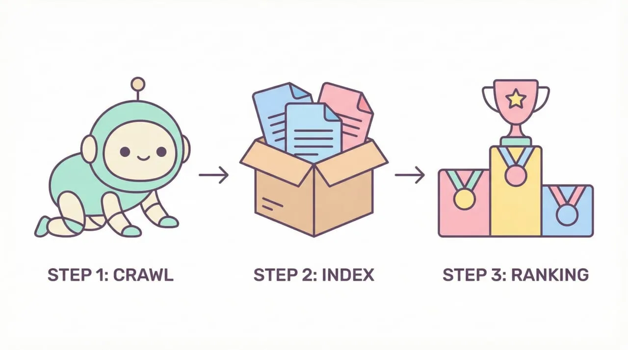 検索エンジンが順位を決める3つの仕組み