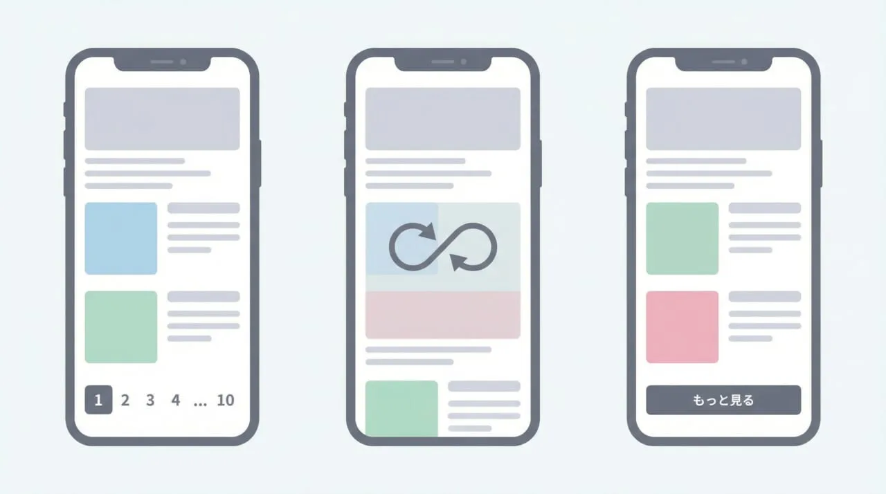 ページネーションと「無限スクロール」「もっと見る」の違い