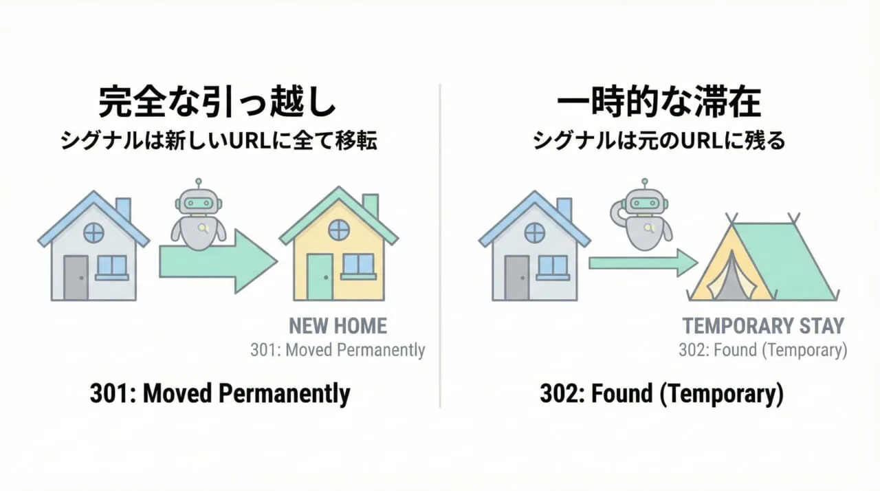 301リダイレクトと302リダイレクトの違いと使い分け