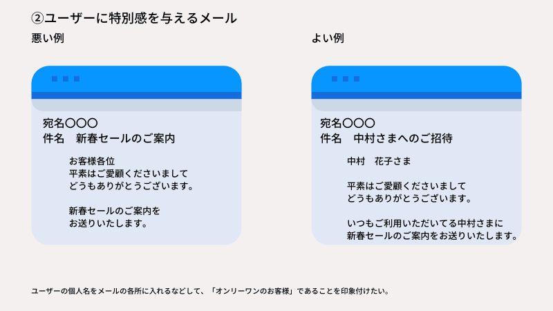 ユーザーに特別感を与えるメール