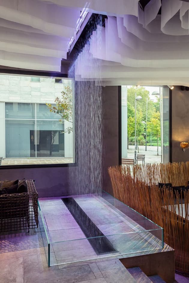 Digital Water Curtain inside a trendy Restaurant