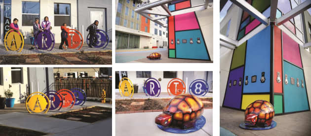 Arts Park Bike Rack, Bike Repair Station and Turtle Sprinkler