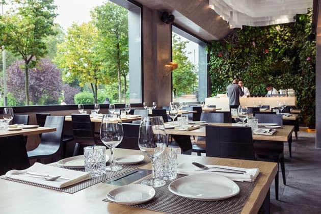 Digital Water Curtain inside a trendy Restaurant