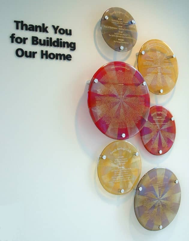 Glass Atrium Sculpture and Donor Wall