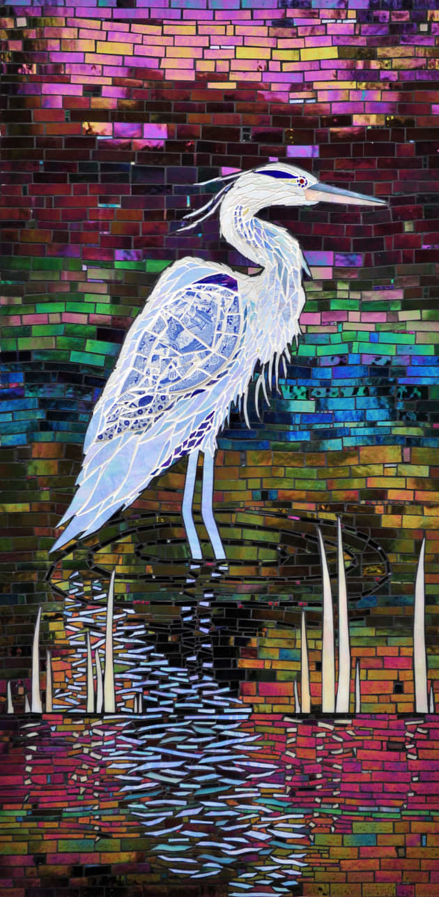 Wading Birds Triptych, Tranquility Garden at Flagler Hospital