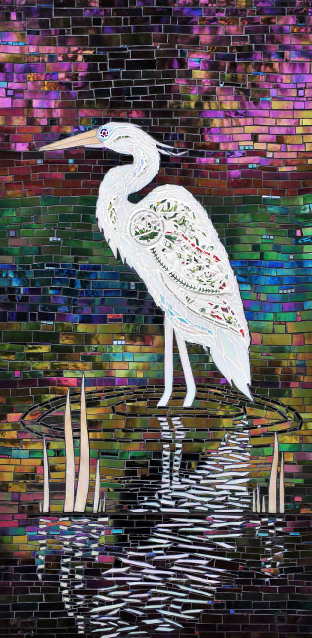 Wading Birds Triptych, Tranquility Garden at Flagler Hospital