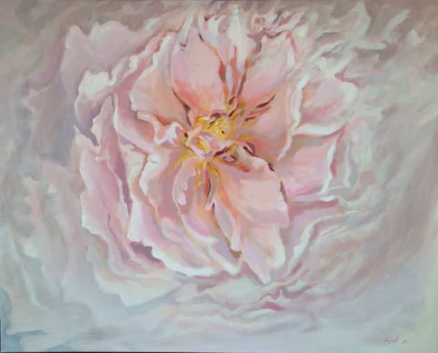 "Pink makes me happy" Floral Paintings in restaurant