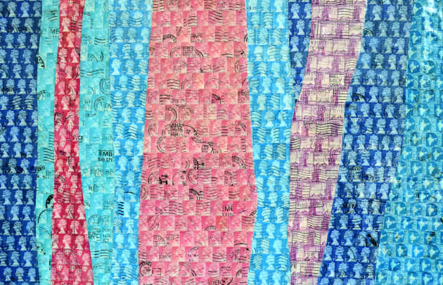 “Promenade in Blues, Reds and Greens”
