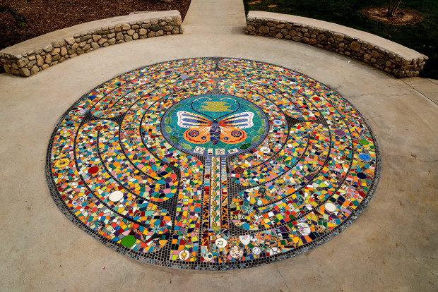 The Mosaic labyrinth image at the El Sereno Gardens in East LA