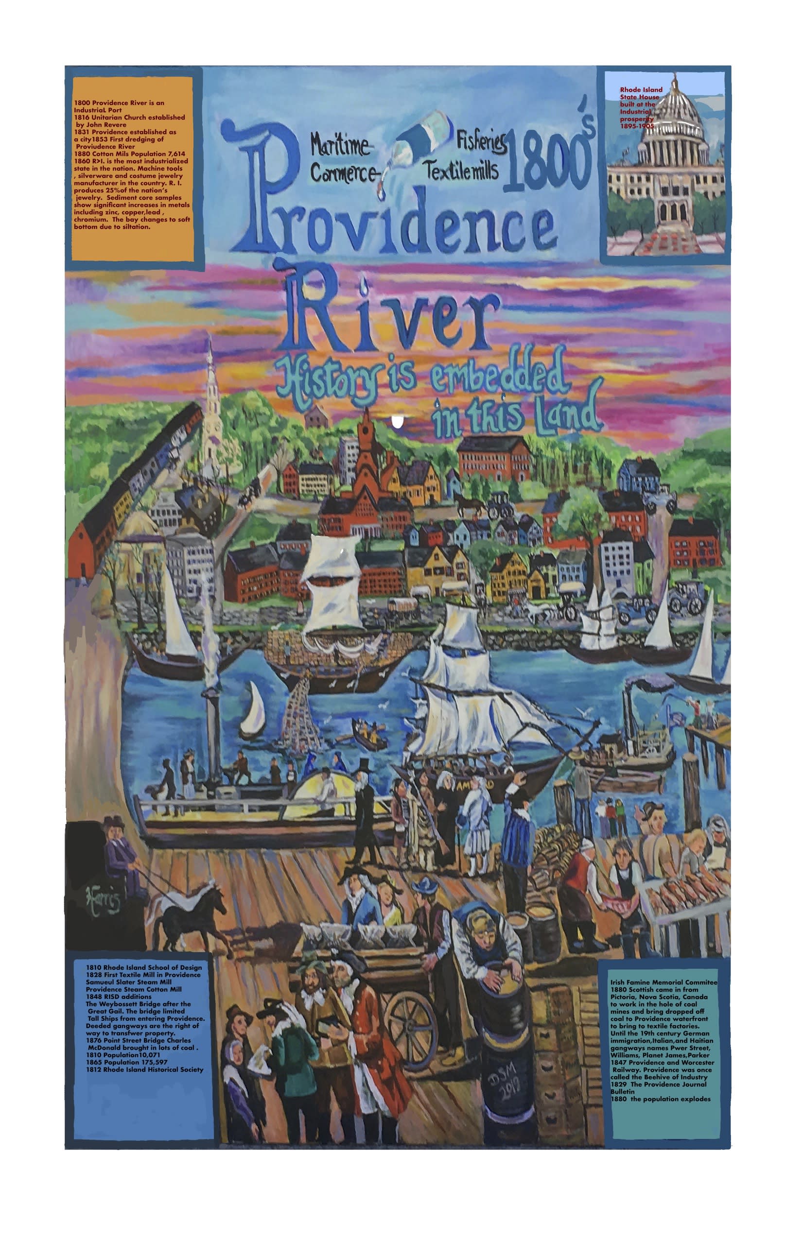 Providence River Mural” 2019″ by Native American Wamapanoag Artist Deborah Spears Moorehead