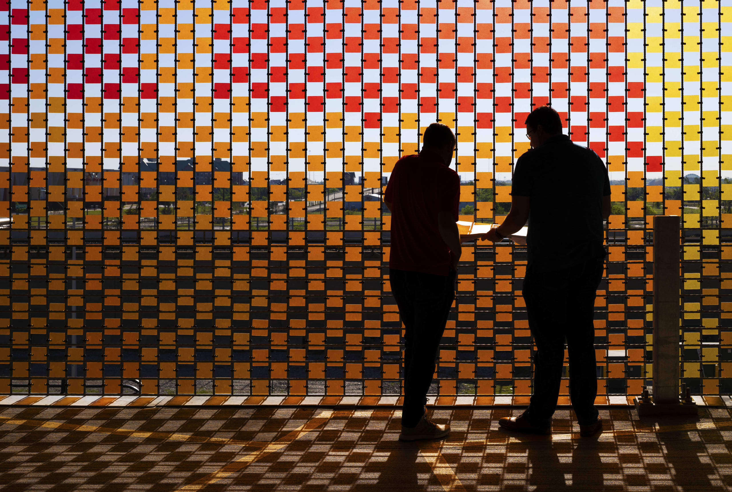 “What Is The City But The People” 89,000 Polycarbonate Tiles and Stainless Steel Cables, 30,000 sq.ft