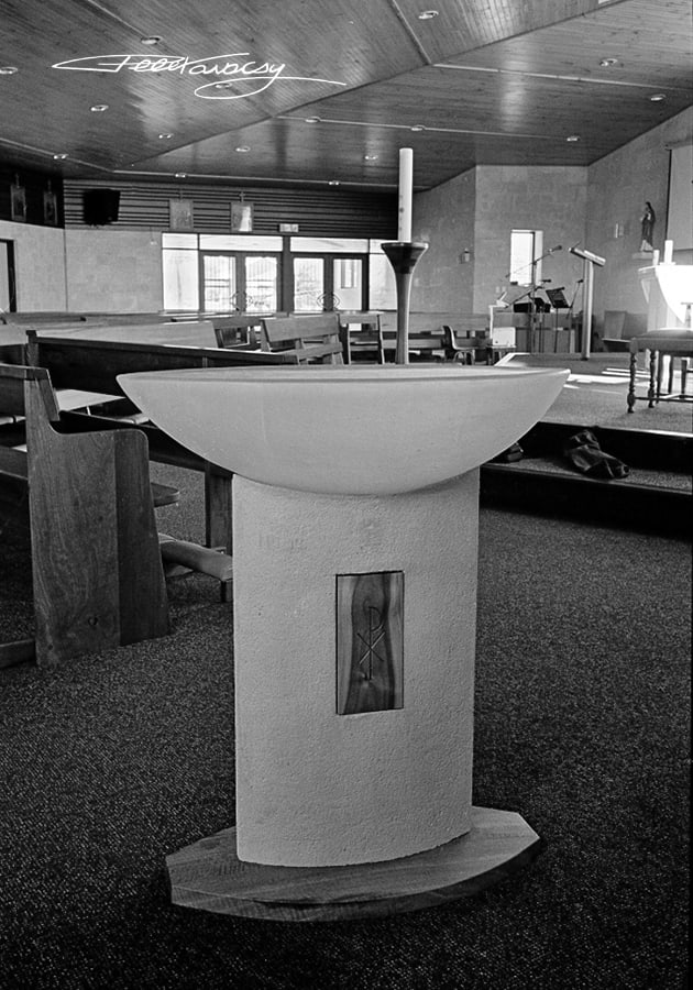 Cast Glass Baptism Font