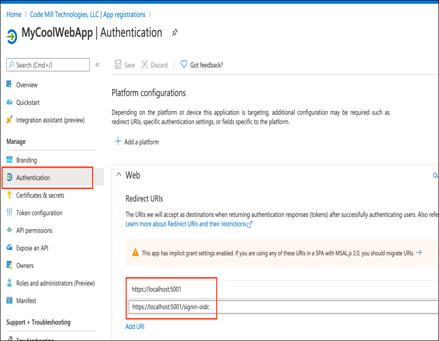 Authenticate an ASP.NET Core Web App With Microsoft.Identity.Web