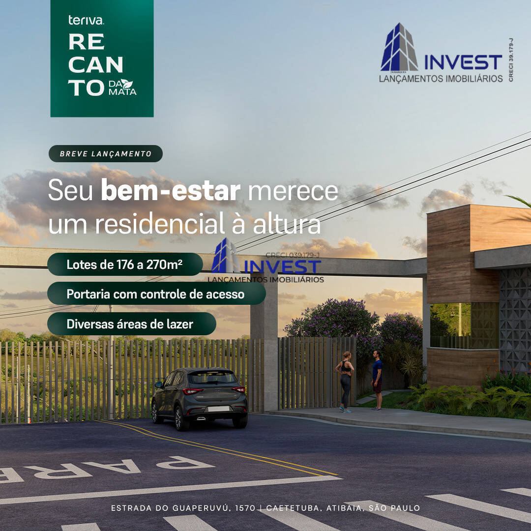 Terreno à venda Atibaia SP 176m2 - Referência 980