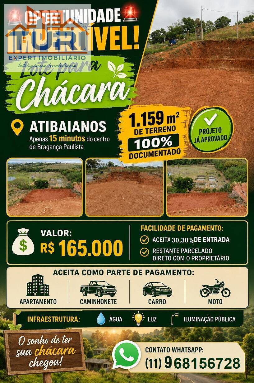 Terreno à venda Residencial Campos de Bragança Bragança Paulista SP 1.150m2 - Referência 1280