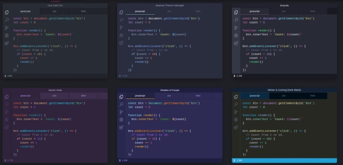 Top 5 Dark Vscode Themes