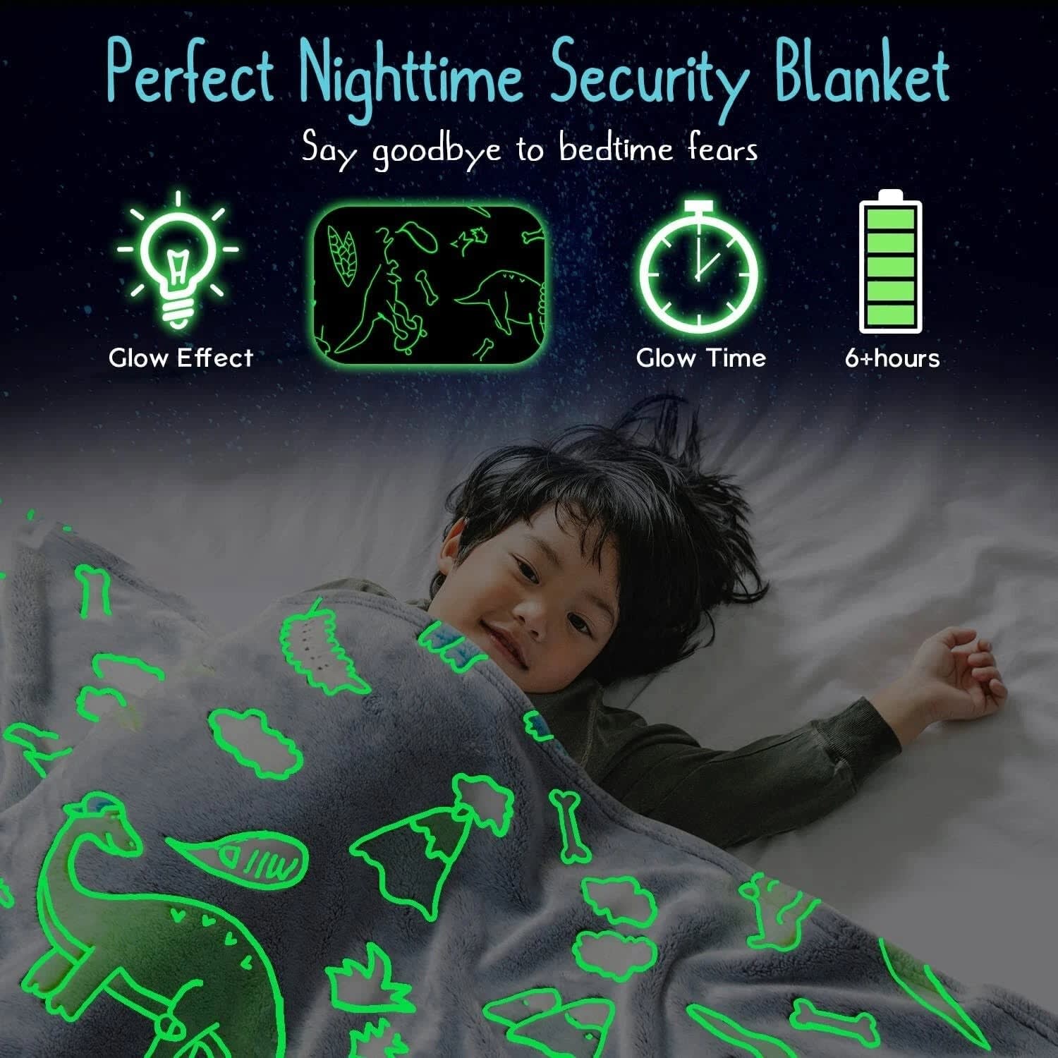 Kids’ Glow-in-the-Dark Luminous Blanket- Unicorn thumbnail 2