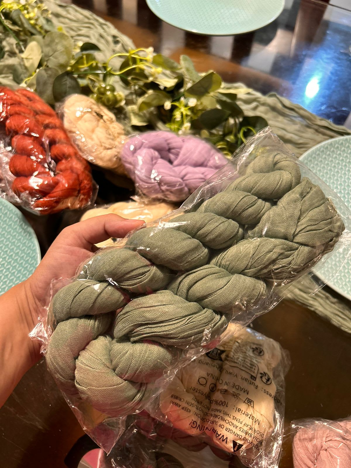 Cheesecloth Runner XL+Napkin Combo- Sage Green thumbnail 2