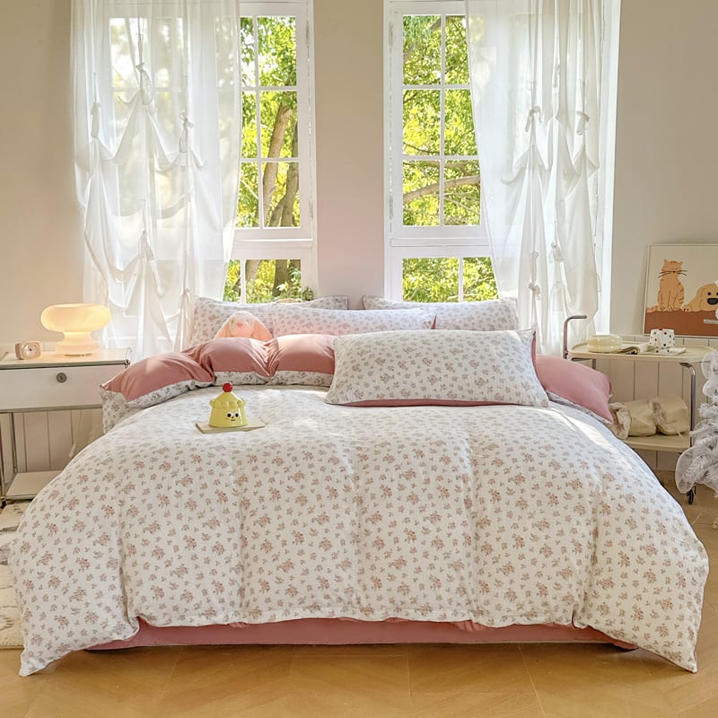4pc Comforter Cover Set- Pink Roses thumbnail 3