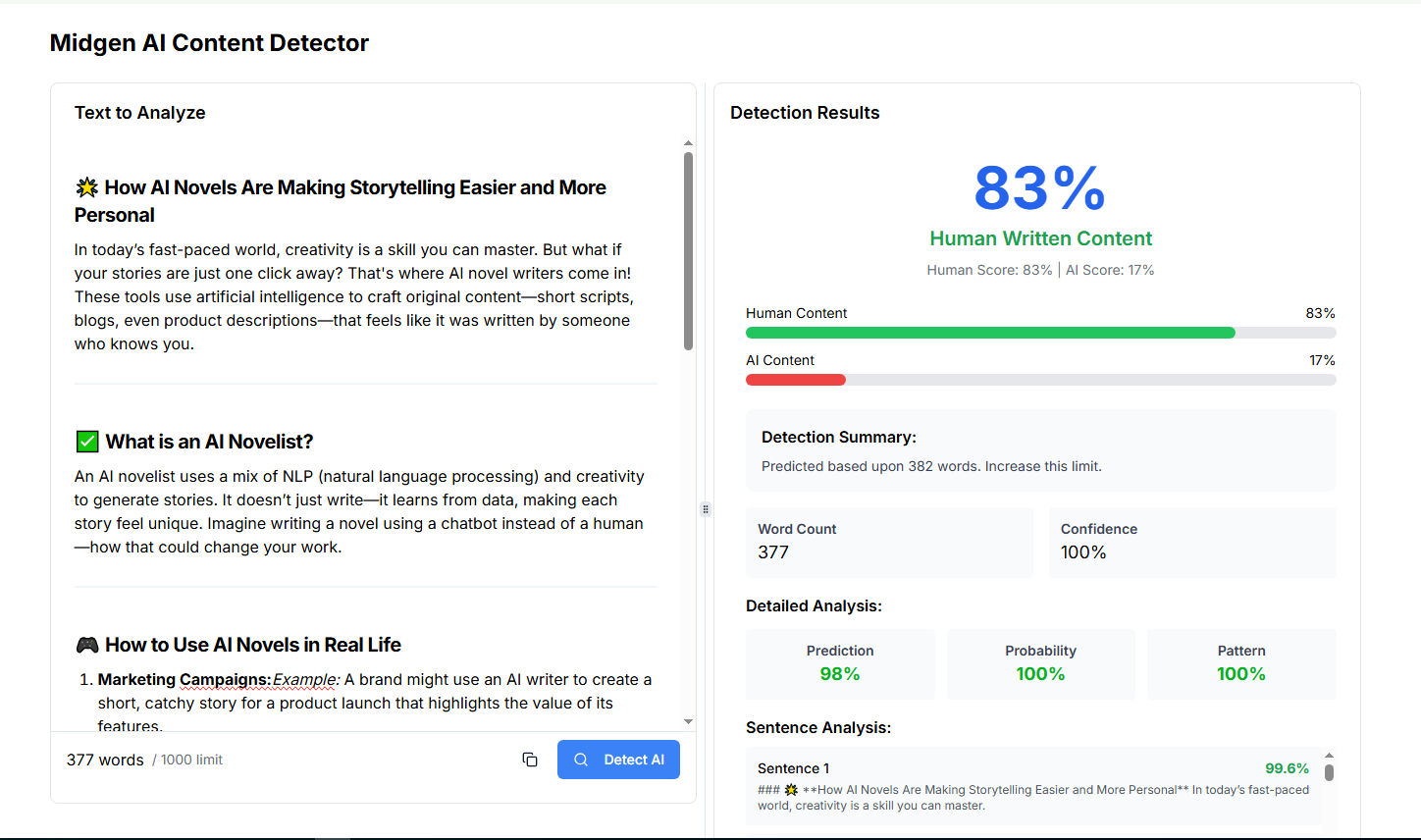 How Midgen Ai Detector works?