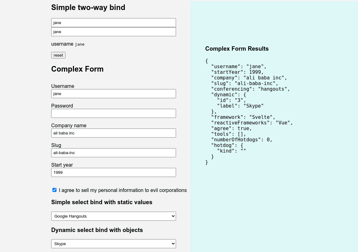 form examples screenshot