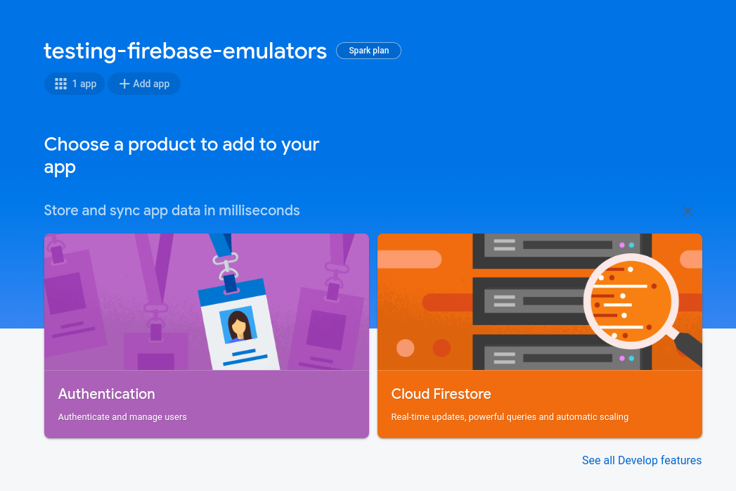 Firebase Console: Project view