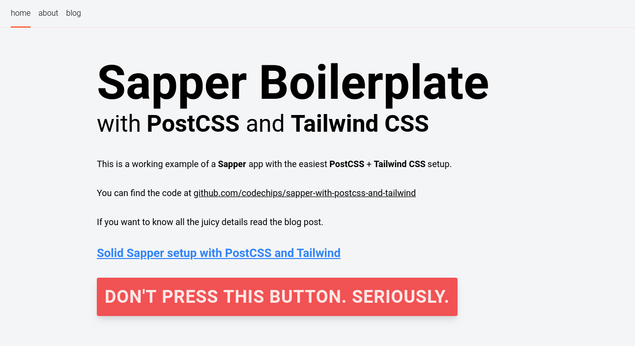 sapper with postcss and tailwind