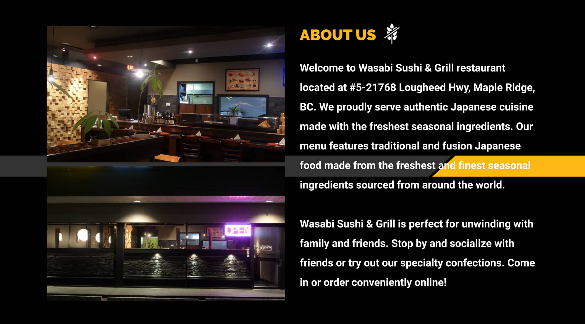 Wasabi Sushi Japanese Restaurant in Maple Ridge Order Online
