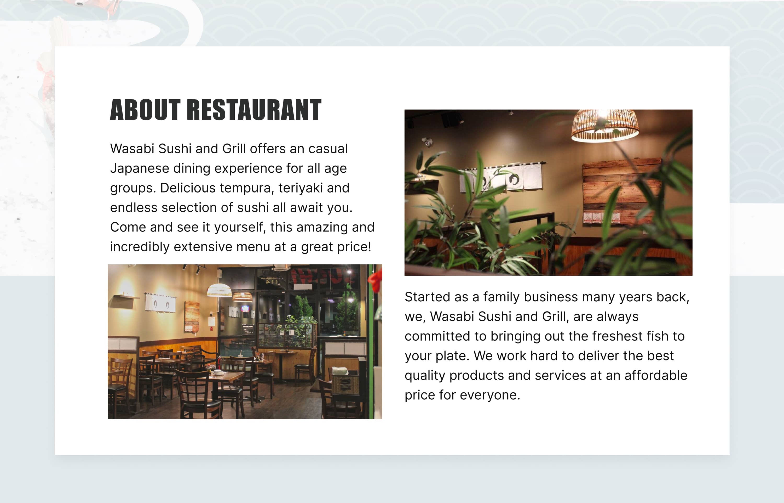 Wasabi Sushi & Grill Japanese Restaurant in Vernon BC