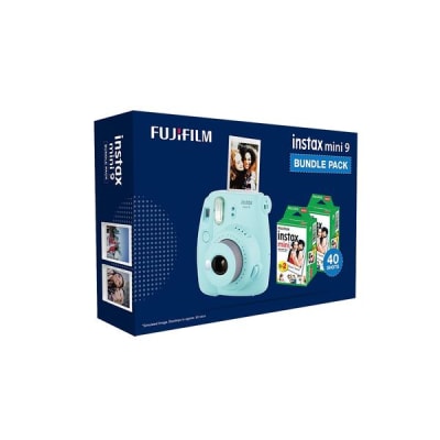 Fujifilm Instax Mini 9 Camera, Smoky White - with Fujifilm instax mini  Instant Daylight Film Twin Pack, 20 Exposures