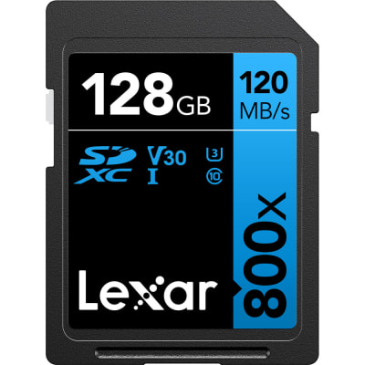 LEXAR 128GB HIGH-PERFORMANCE 800X UHS-I SDXC MEMORY CARD (BLUE SERIES)