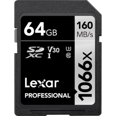 LEXAR 64GB PROFESSIONAL 1066X UHS-I SDXC MEMORY CARD (SILVER SERIES)