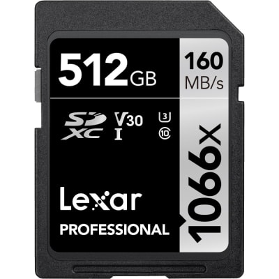 LEXAR 512GB PROFESSIONAL 1066X UHS-I SDXC MEMORY CARD (SILVER SERIES)