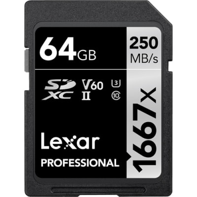LEXAR 64GB PROFESSIONAL 1667X UHS-II SDXC MEMORY CARD