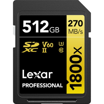 LEXAR 512GB PROFESSIONAL 1800X UHS-II SDXC MEMORY CARD (GOLD SERIES)