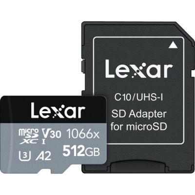 LEXAR 512GB PROFESSIONAL 1066X UHS-I MICROSDXC MEMORY CARD WITH SD ADAPTER (SILVER SERIES)