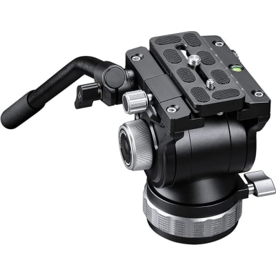 LEOFOTO BV-15 FLUID VIDEO HEAD WITH PLATE/ARCA/RRS COMPATIBLE INC QR PLATE + LEFT/RIGHT HAND HANDLE