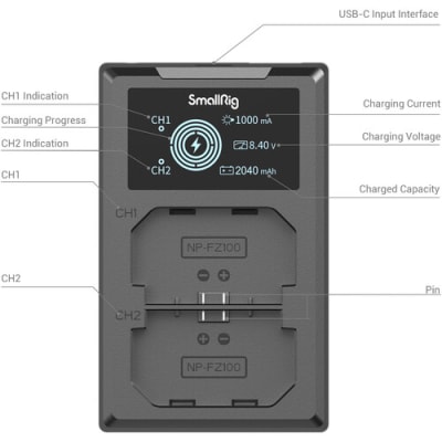 K&F Concept Sony NP-FZ100 Dual Slot Quick Battery Charger