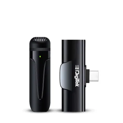 DIGITEK DWM-001 WIRELESS MICROPHONE & RECEIVER WITH TYPE C, COMPATIBLE FOR NOISE CANCELLATION MIC SUITABLE